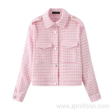 Woven Pink Stripes Checks Yarn Dyed Jackets